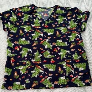 Holiday Print Short Sleeve Women's Top